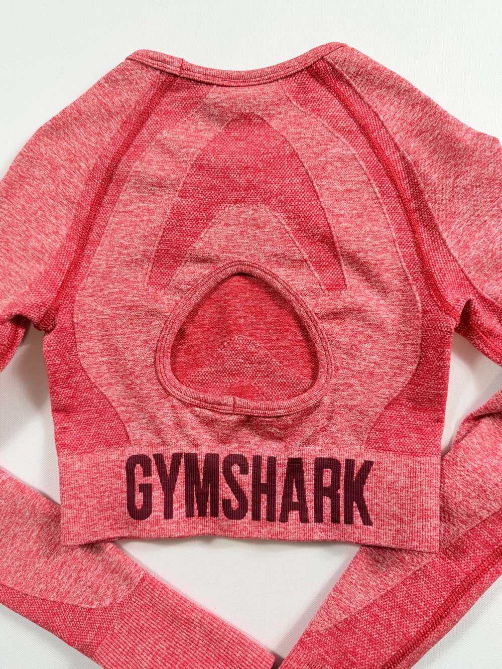Gymshark Vital Seamless Long Sleeve Crop Top XS Coral Pink Open Back Thumbholes